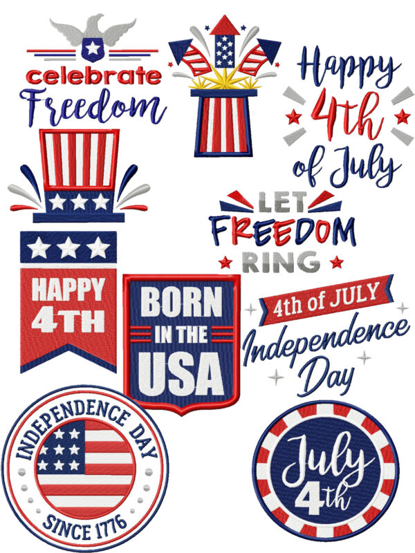 4july-1 Fourth of July Machine 100+ Embroidery Bundle – Patriotic Designs, American Flag, Independence Day Digital Files