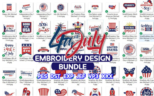 4july 2026-04-06 005509 Fourth of July Machine 100+ Embroidery Bundle – Patriotic Designs, American Flag, Independence Day Digital Files