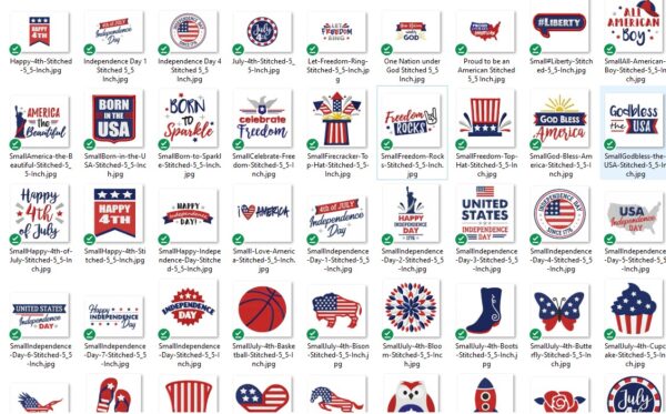Ekran görüntüsü 2026-04-06 005509 Fourth of July Machine 100+ Embroidery Bundle – Patriotic Designs, American Flag, Independence Day Digital Files